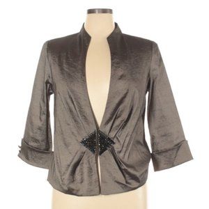 J.R. Nites Woman Silver Gray Jeweled Party Blazer